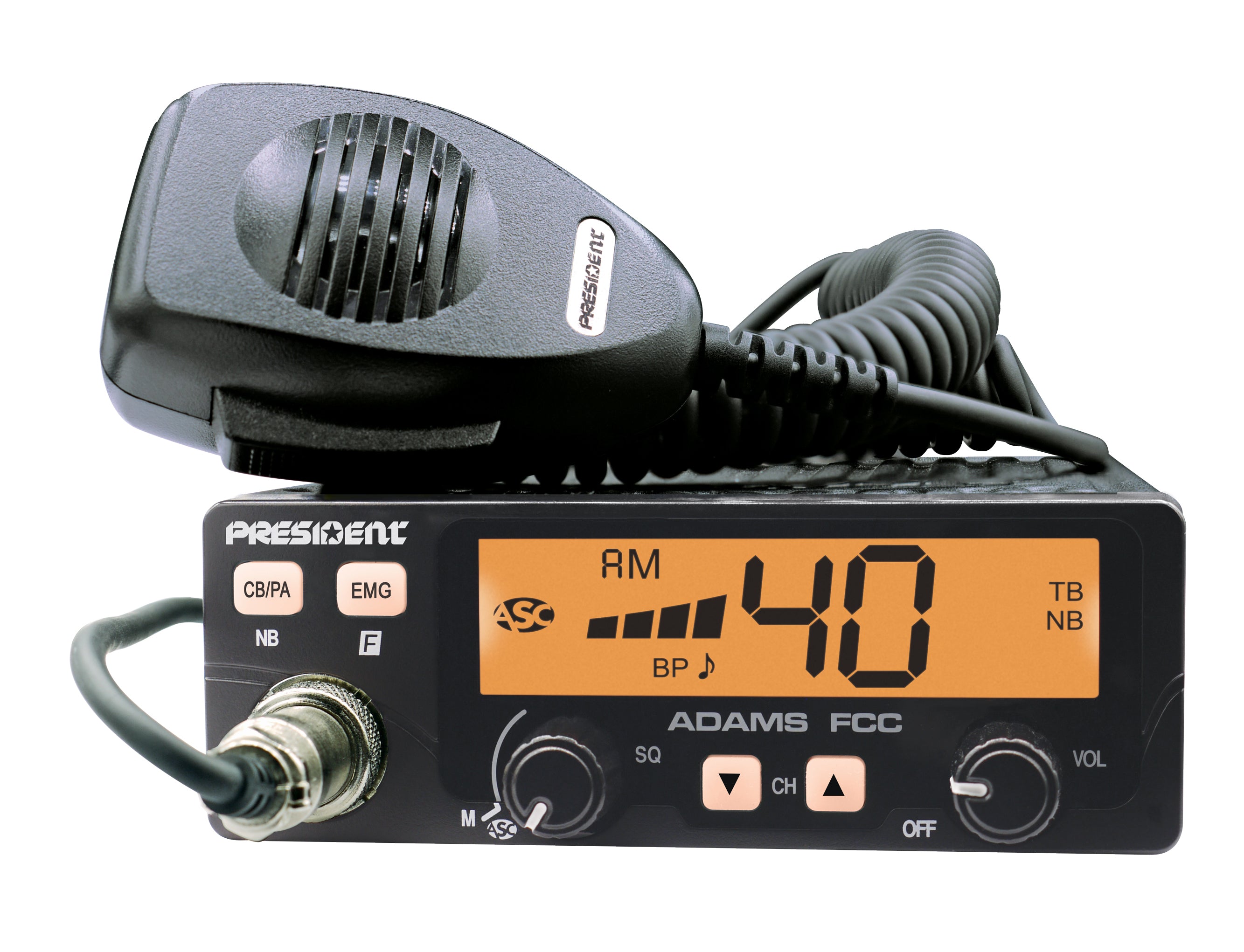 President Electronics ADAMS Compact AM Mobile CB Radio