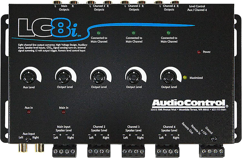 AudioControl LC8i Black Eight Channel Line Output Converter with Auxiliary Input