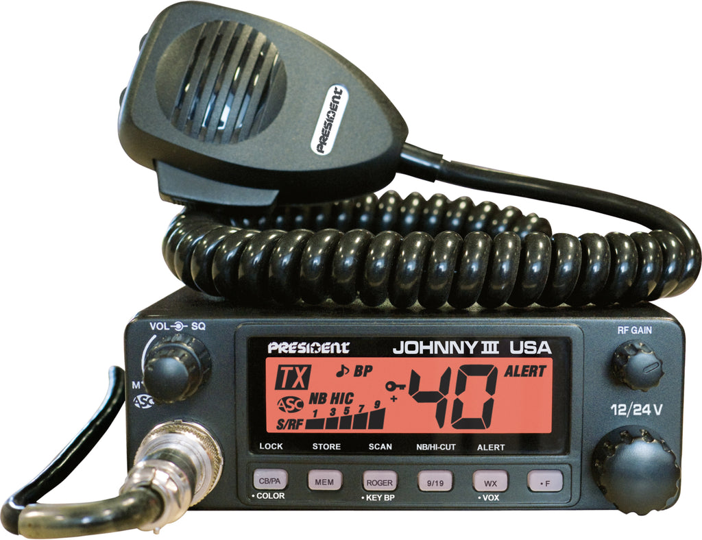 PRESIDENT ELECTRONICS Johnny III 12-24 Volt 40 Channel Mobile CB Radio